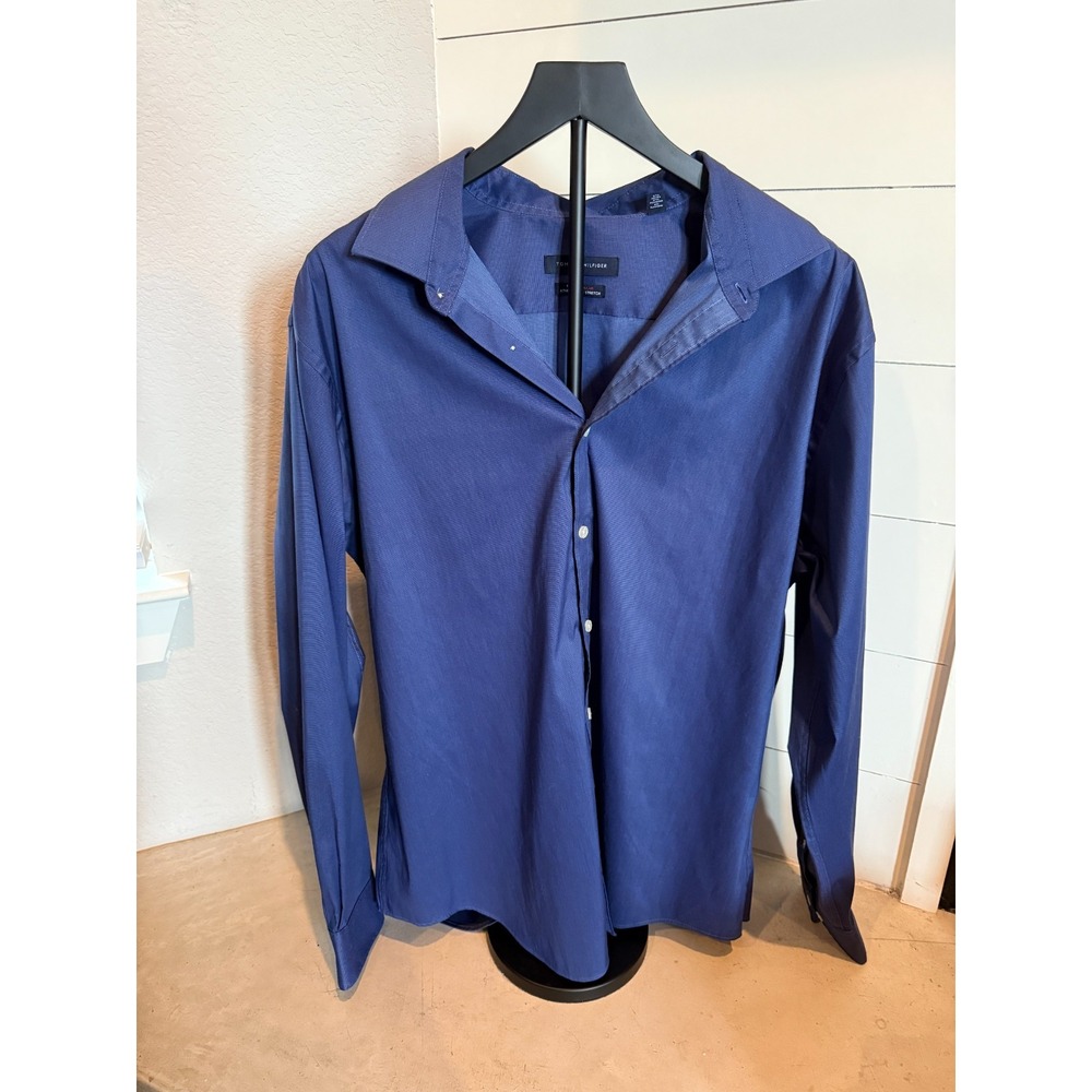 Tommy Hilfiger Men's Blue Dress‎ Shirt 2XL – Athletic Fit Stretch